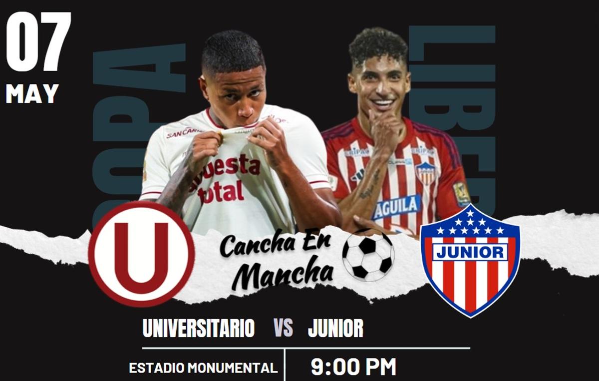 Alineaciones de Universitario y Junior para el encuentro por Copa Libertadores en el Estadio Monumental